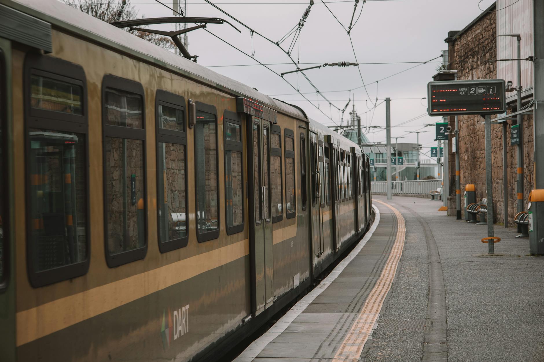 DART train running along the Dublin coastline