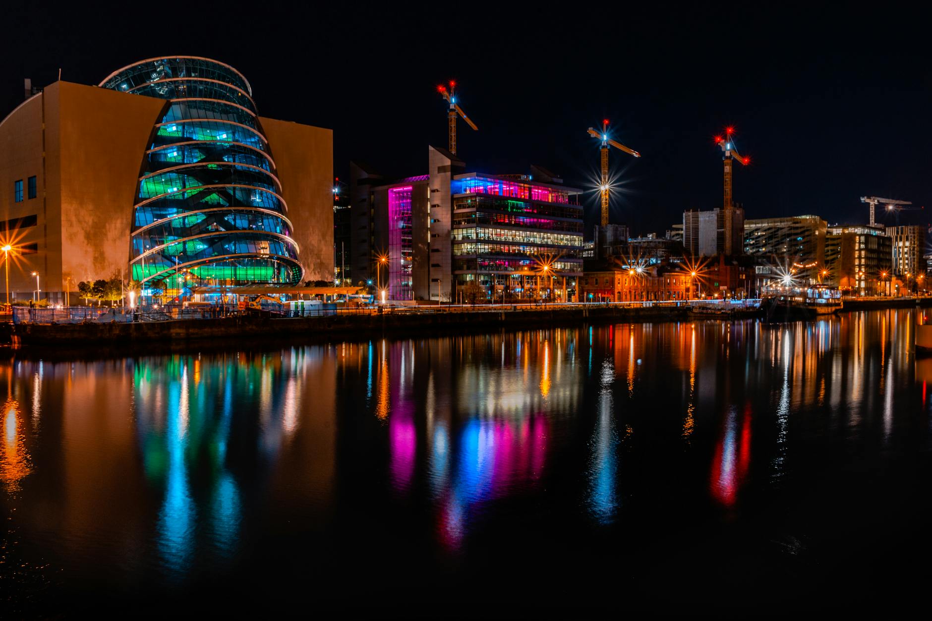 Modern Dublin Docklands area with contemporary architecture