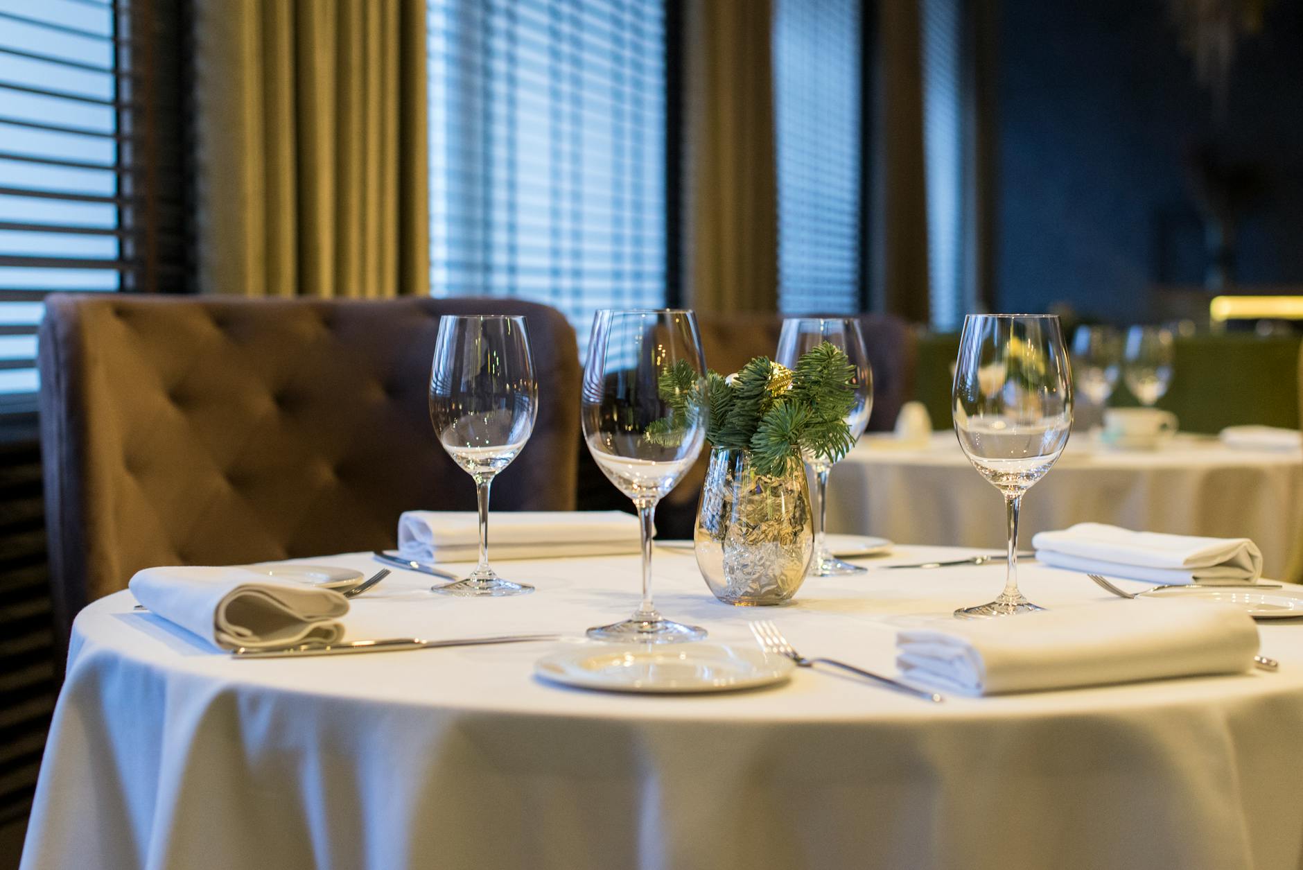 Elegant fine dining restaurant setting in Dublin