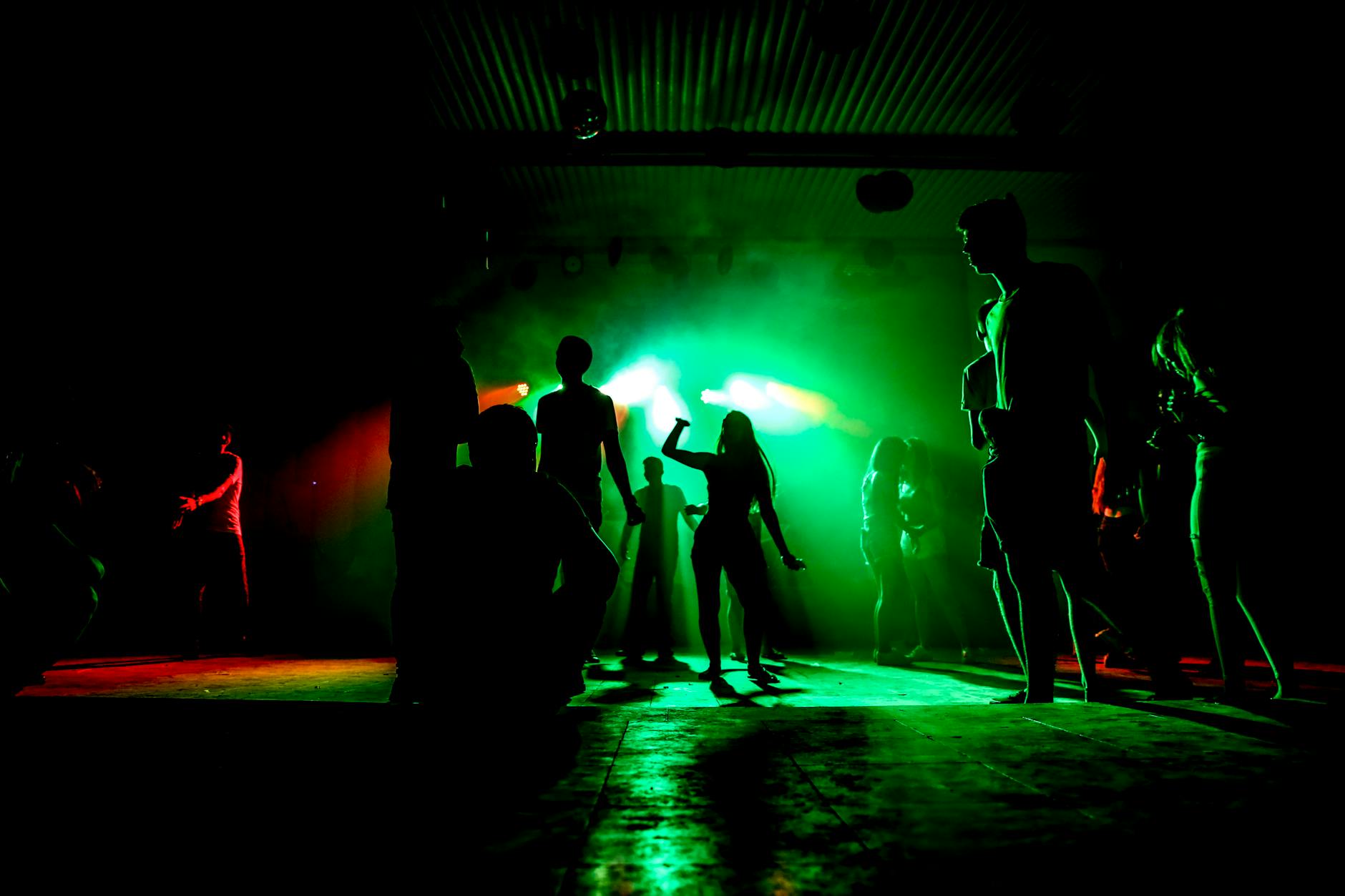 Nightclub dance floor with DJ and lights in Dublin