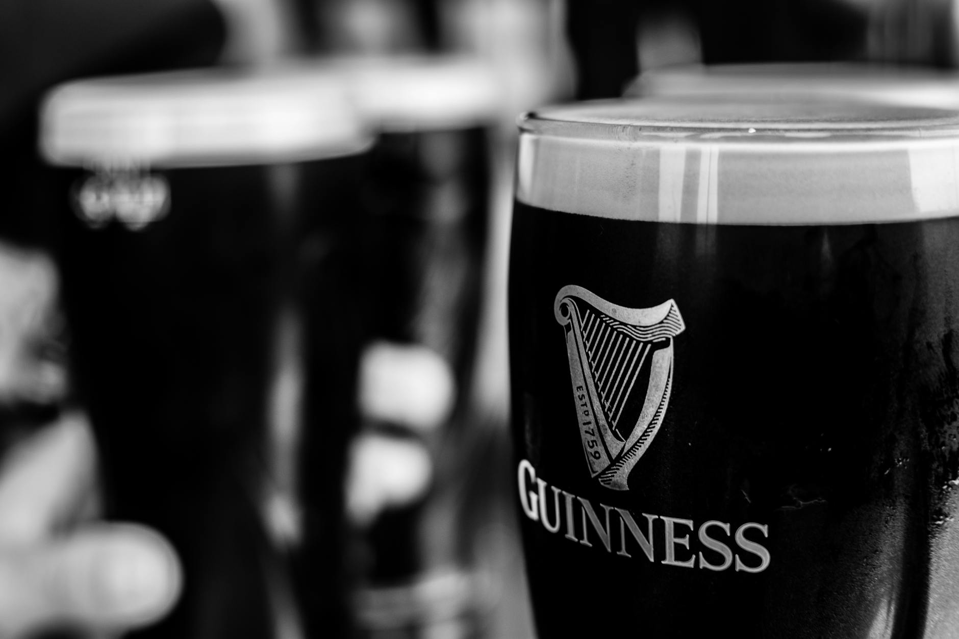 Pint of Guinness in a traditional Dublin pub
