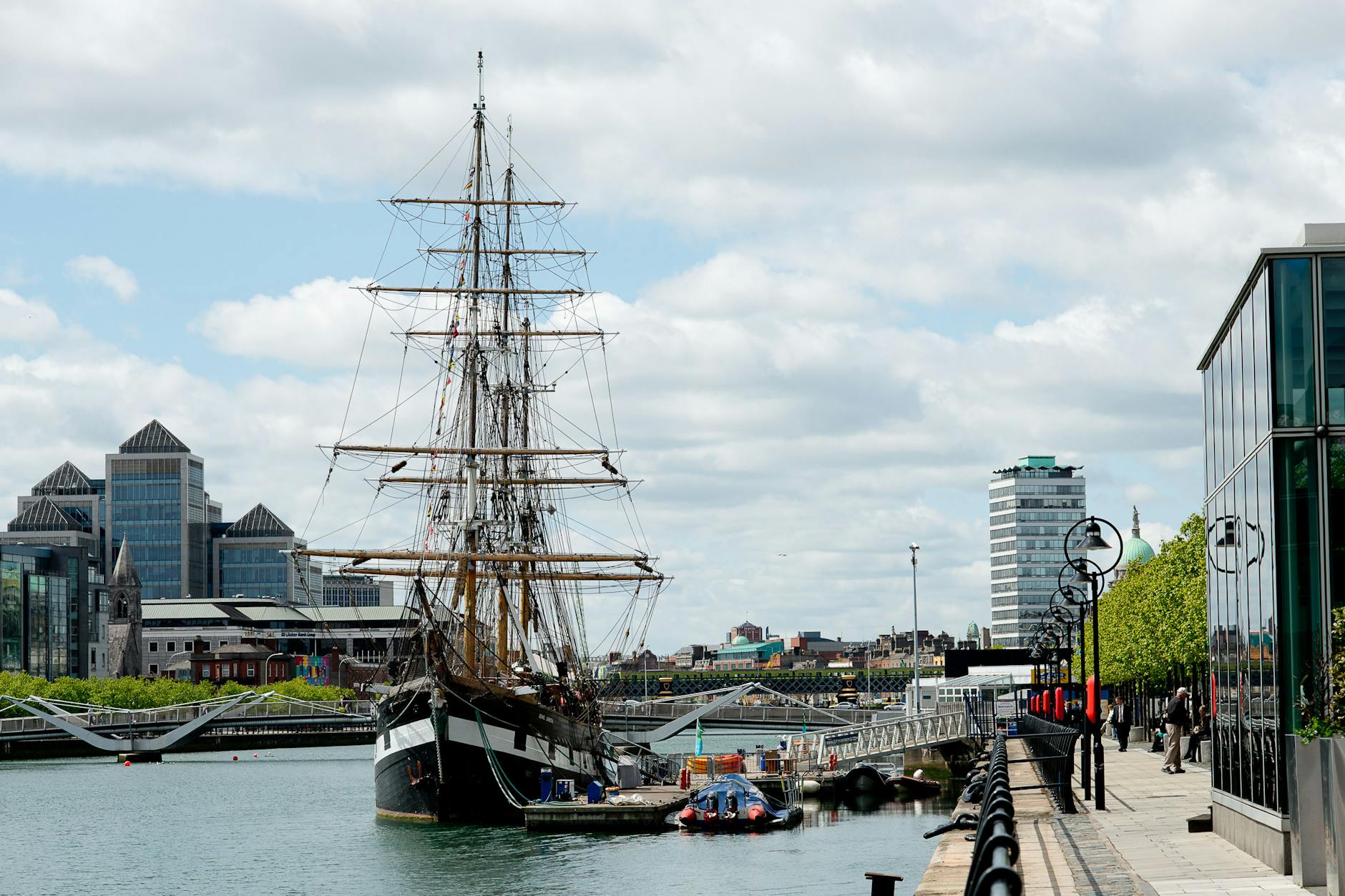 Walking along the River Liffey quays in Dublin