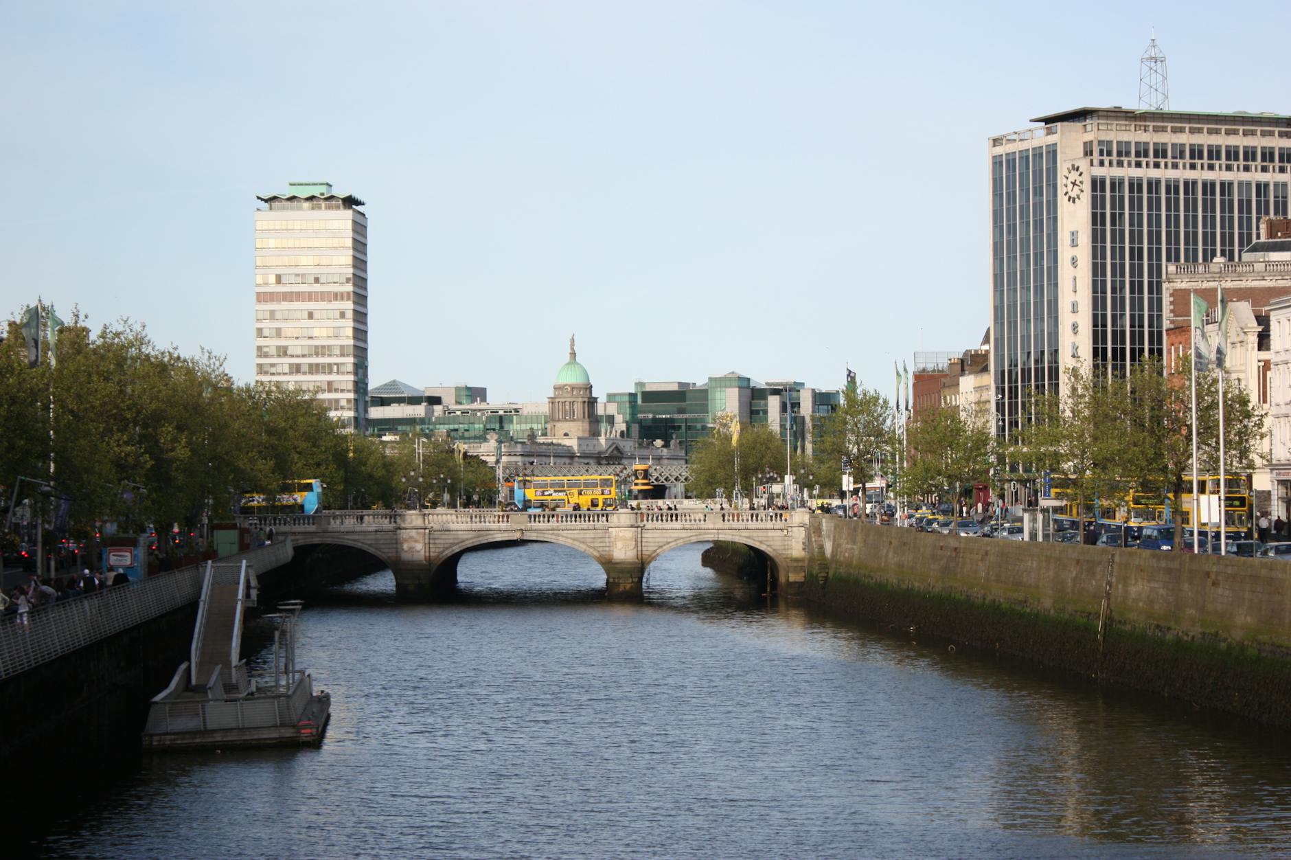 River Liffey flowing through Dublin city with bridges and buildings