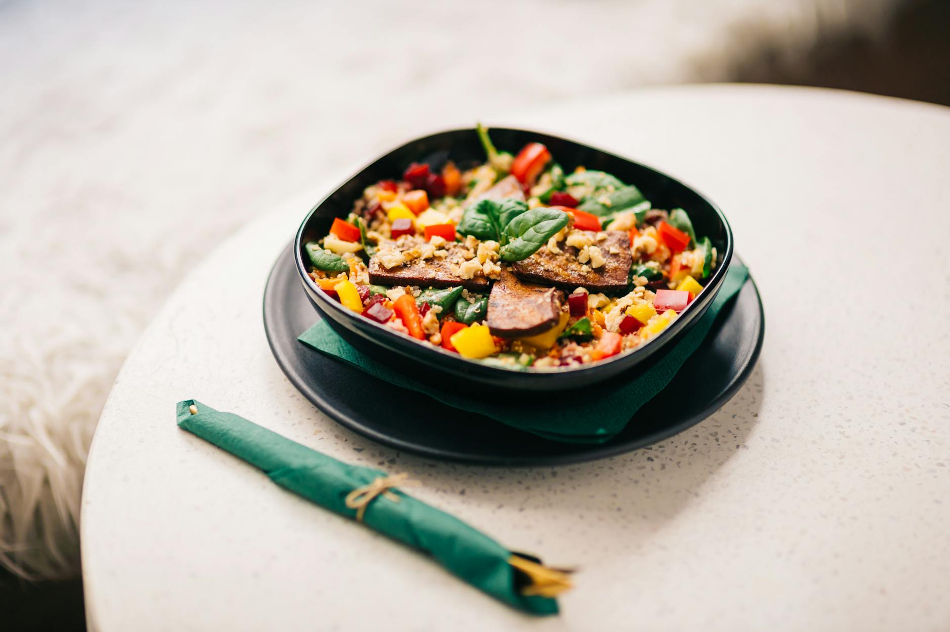 Colorful vegan bowl at a Dublin plant-based restaurant