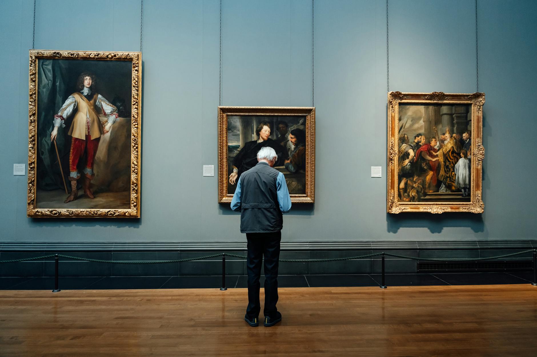 Visitor admiring paintings at the National Gallery of Ireland