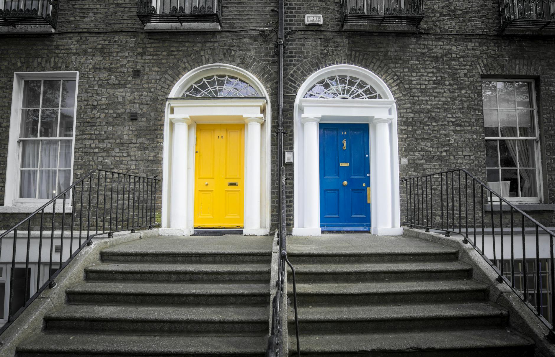 Colourful Georgian doors on a Dublin street