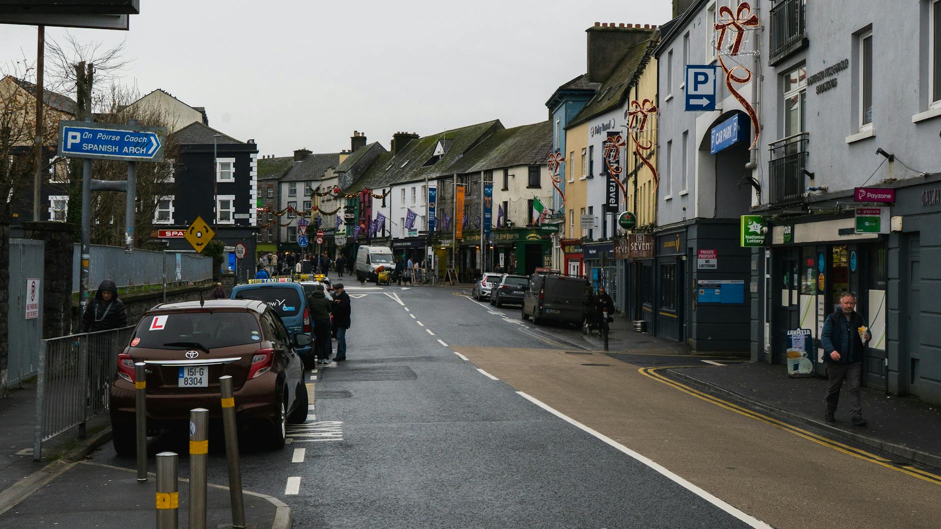 Colourful streets and traditional shop fronts in Galway city