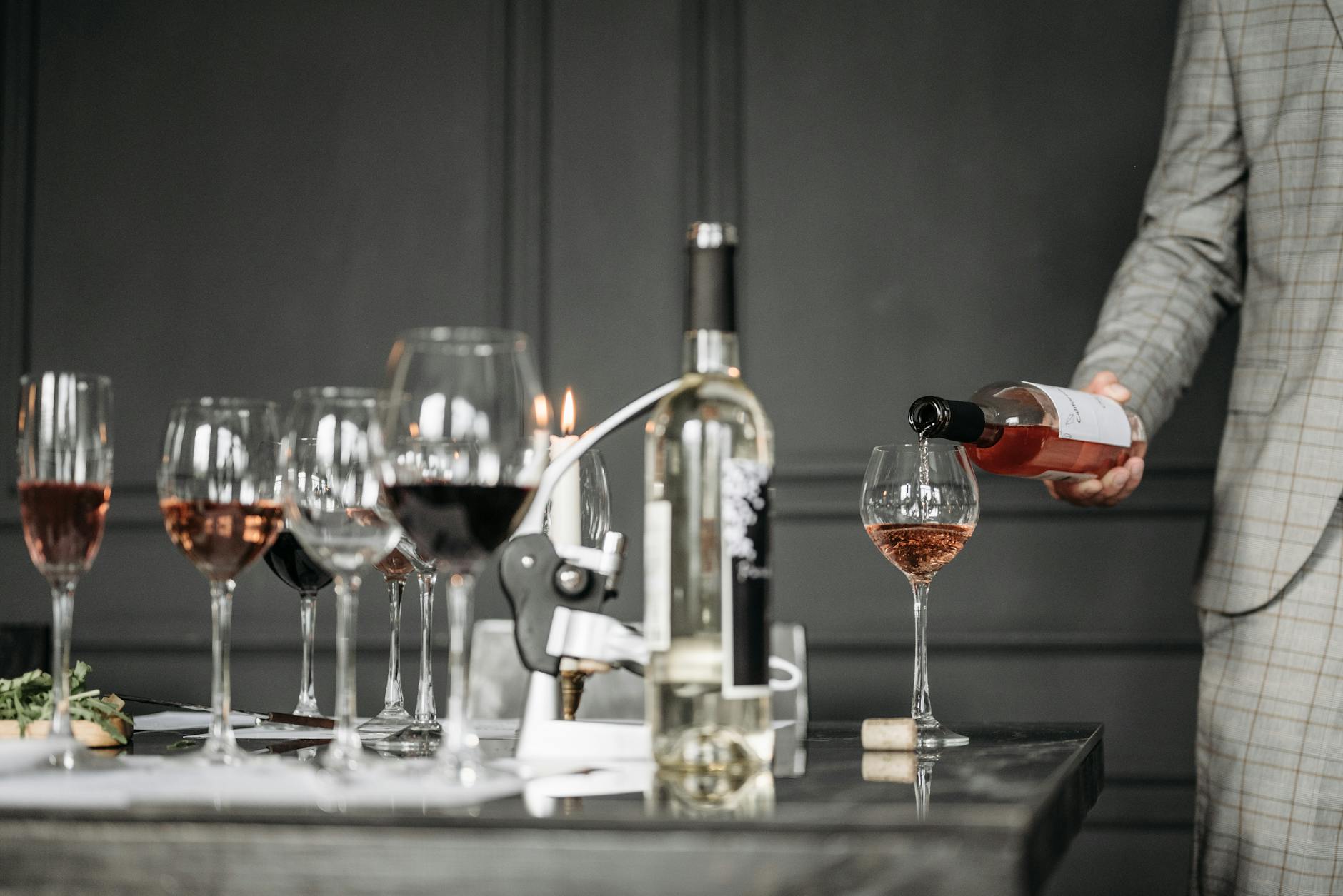 Sommelier presenting fine wine at Dublin Michelin restaurant