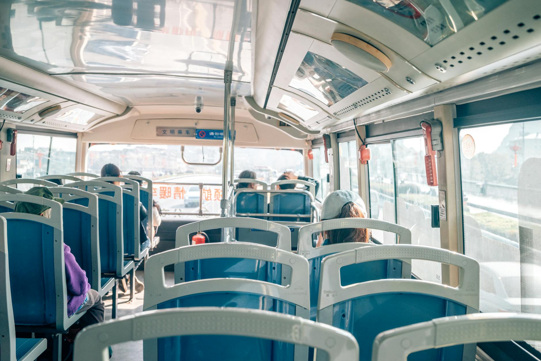 Inside a Dublin Bus double-decker