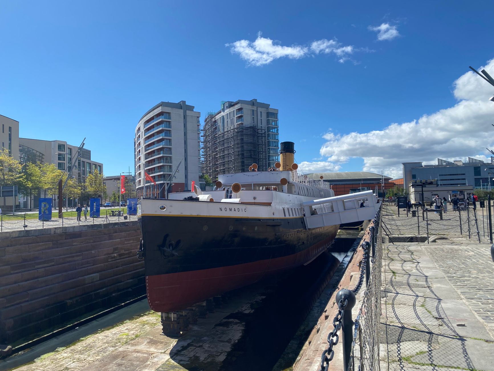 SS Nomadic in her dry dock in Belfast's Titanic Quarter