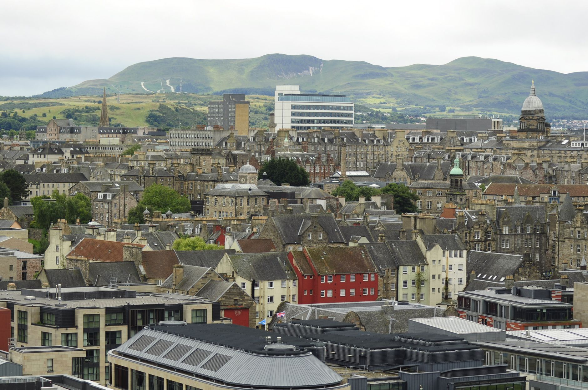 Edinburgh's Old Town rooftops with the hills beyond