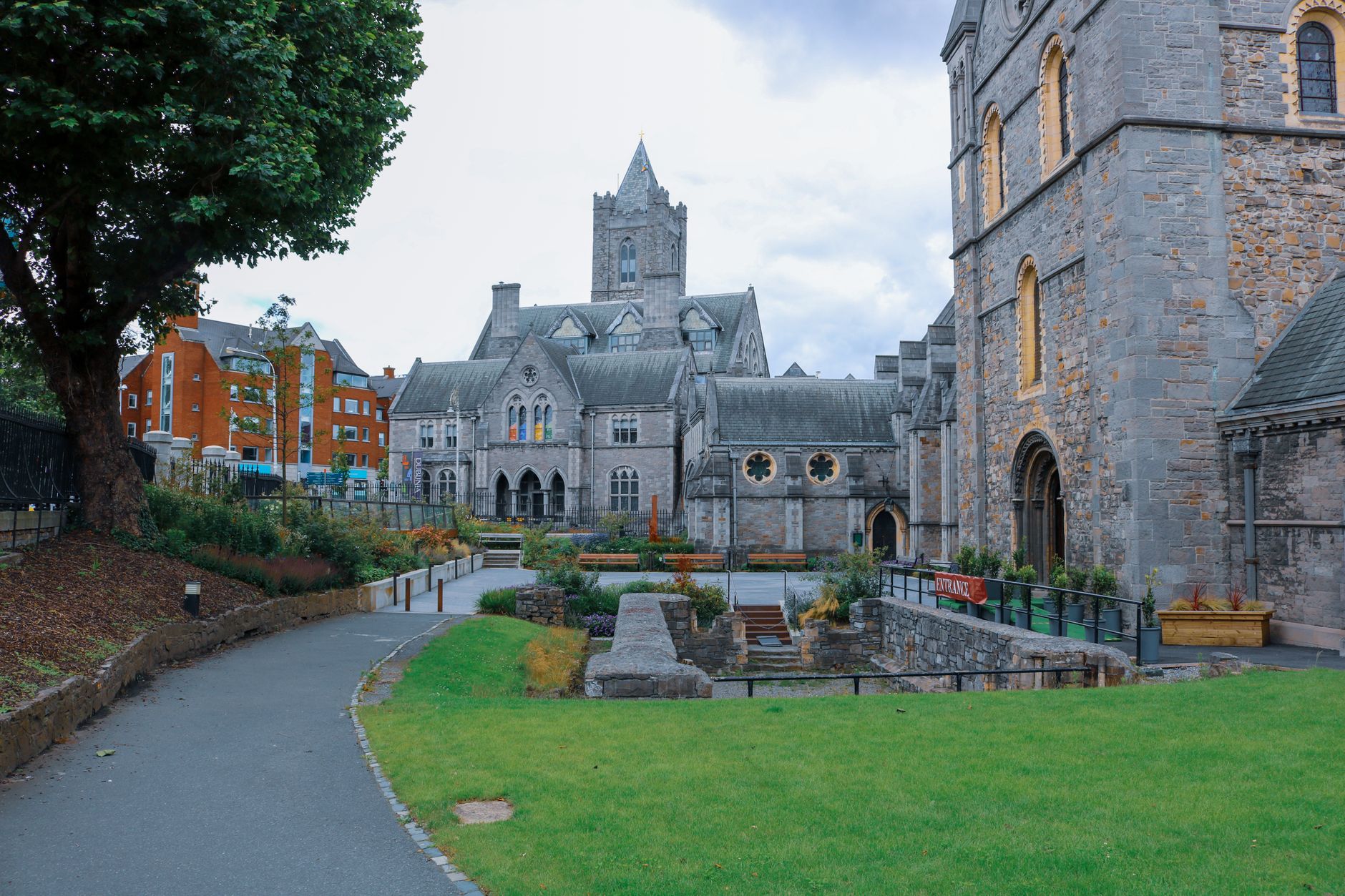 Christ Church Cathedral in Dublin with the old Synod Hall and covered bridge